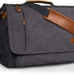 ESTARER Computer Messenger Bag 17-17.3 Inch Water-resistant Canvas Laptop Shoulder Bag for Travel Work College New Version, Grey